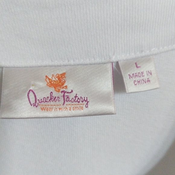 Quacker Factory Twin Set Size L White Beaded Long Sleeve Cardigan Shell - Picture 15 of 15